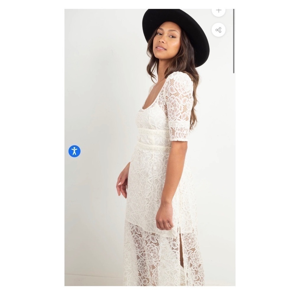 For Love & Lemons White Lace Midi Dress Open Back Bridal S NWT - Picture 8 of 15